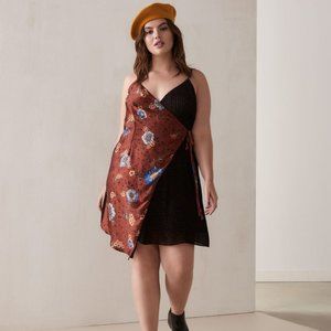 Addition Elle Mixed Print Wrap Dress